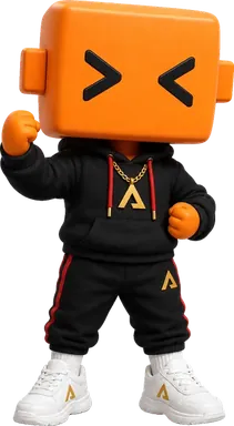 Claudinho, o mascote do Claude Code: bloco laranja de cabeça com olhos em setas, de moletom preto Avalanche