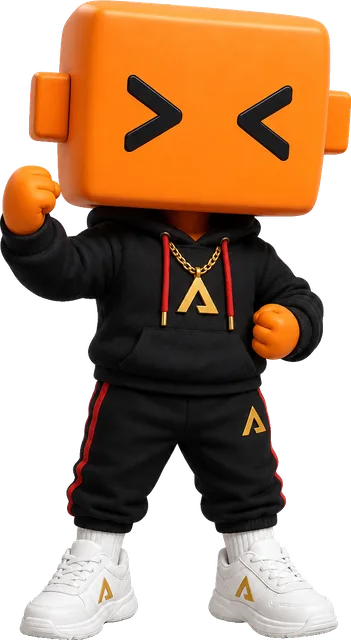 Claudinho, o mascote do Claude Code: bloco laranja de cabeça com olhos em setas, de moletom preto Avalanche