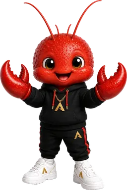 OpenClaw, o mascote lagosta vermelha de moletom preto Avalanche com as garras erguidas